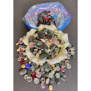 Lot of 4.5 lbs Polished Stones, Rocks, Glass Beads For Crafts and Decorating